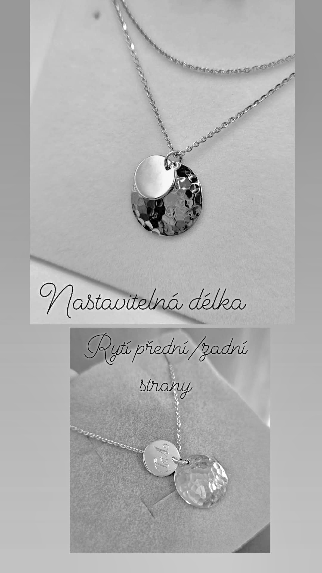 STŘÍBRNÝ NÁHRDELNÍK DVOJMEDAILON  - RUČNÍ PRÁCE/MOŽNOST RYTÍ/ 42-45/45-50/50-55CM